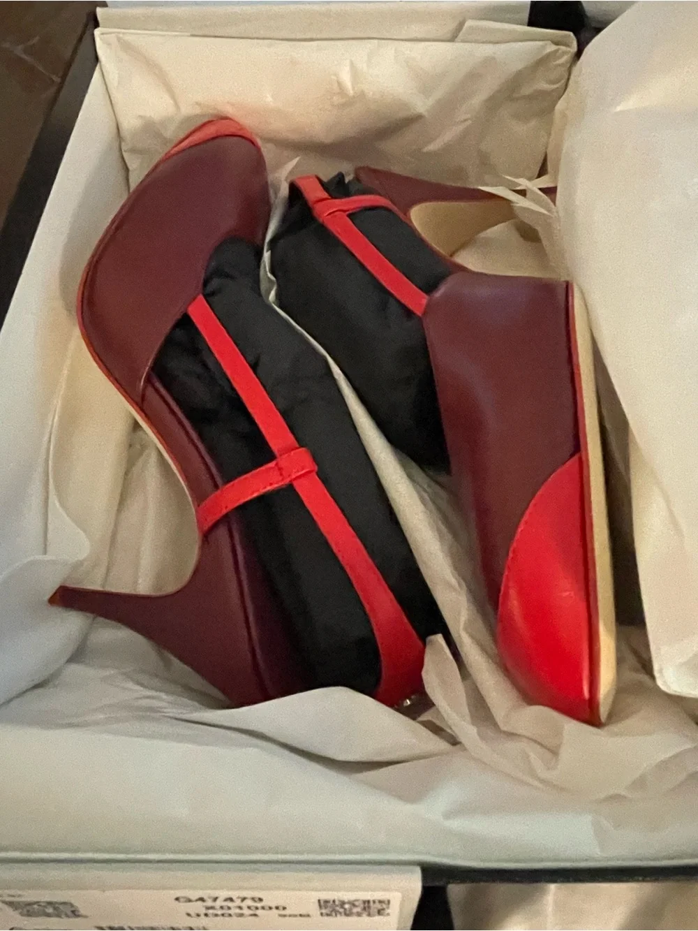 Matthieu Blazy CHANEL lambskin slingbacks Burgundy Red Heel Pump G47479 sz 37